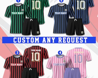 Personalized Name Striped Soccer Jersey, Custom Color American Soccer Team Jersey For Kid Adult Team Uniform Game Day Outfit For Soccer Fans