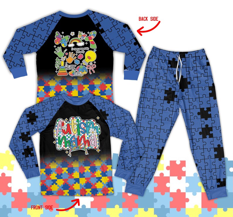 Pyjamas Autistic Images Autism Mama Pajama Sets, Puzzle Piece Autism Awareness Pajamas ...