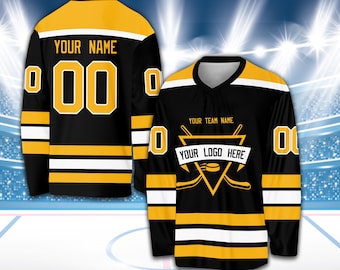Camiseta de hockey sobre hielo personalizada con nombre, número y logotipo, camiseta de hockey personalizada, camiseta del equipo de hockey, atuendo para el día del juego para los fanáticos del hockey, amantes del hockey y la familia