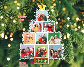 Custom Family Photo Tree Ornaments, Personalized Photo Family Tree Christmas Ornament, Family First Christmas Gift Christmas Tree Decoration