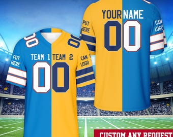 Personalized Two Football Team Jersey, Custom Split American Football Jersey Champion Game Day Outfit For US Football Fans Football Lovers