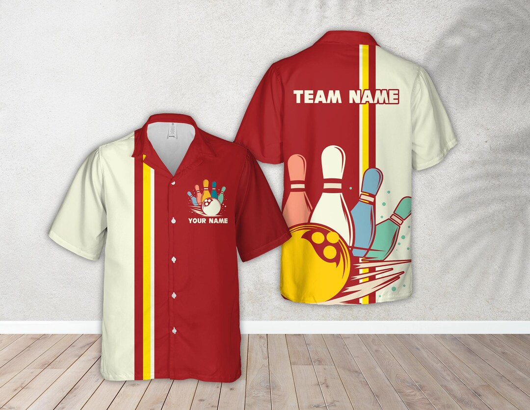 Bowling And Pins Water Flow Multicolor Option Customized Name Team Hawaiian Shirt HO5660 main image 0