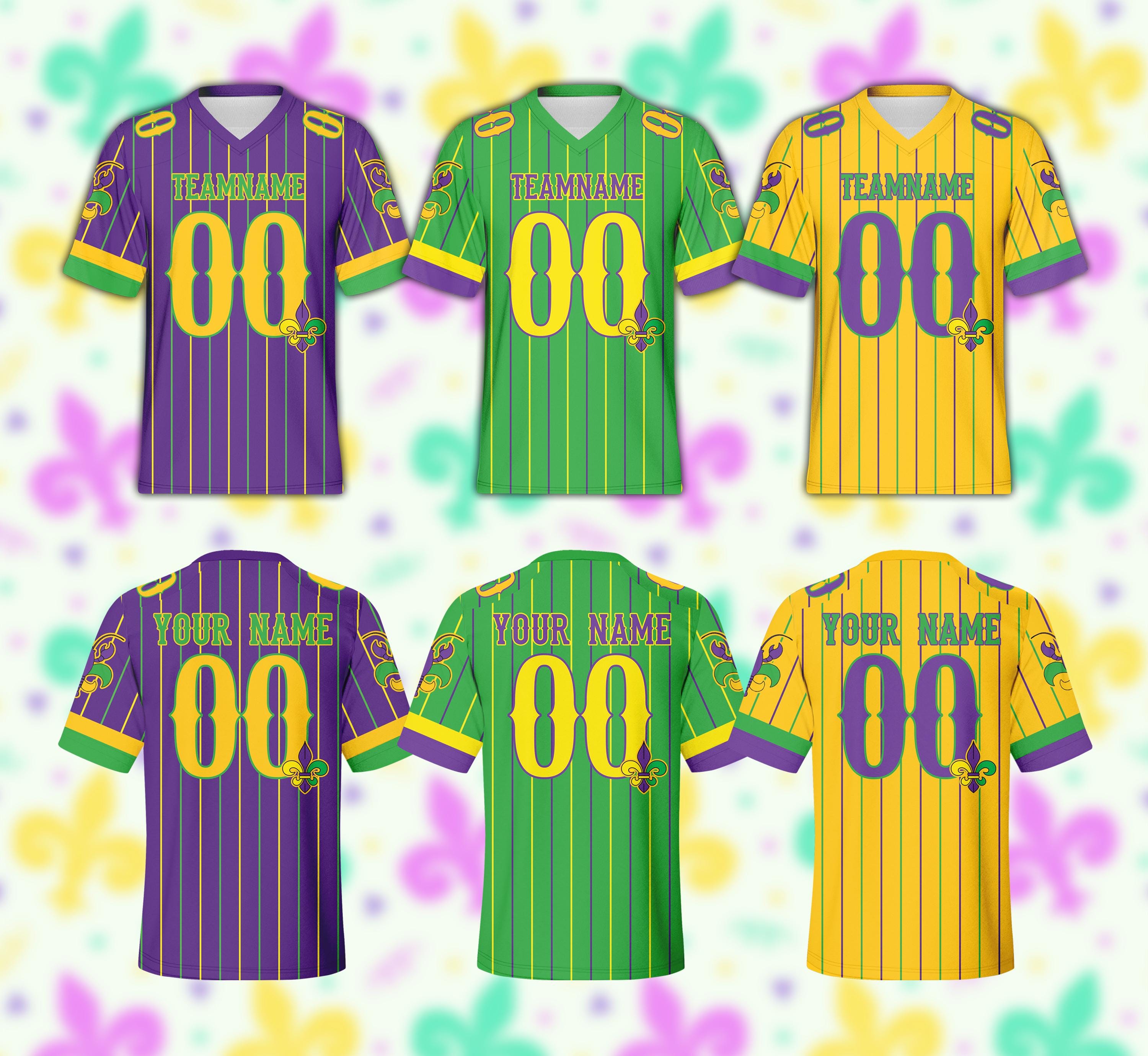 Discover Personalized Mardi Gras Football Team Jersey, Custom Fleur De Lis Football Jersey, Mardi Gras Football Jersey