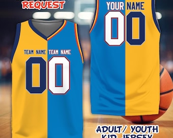 Personalized Two Basketball Name Jersey, Custom Split Basketball Team Uniform For Kids Adult, B-ball Game Day Outfit For Basketball Lovers