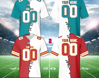 Personalized Two Football Team Jersey, Custom Split American Football Jersey, Two Teams Divided Jersey Game Day Outfit For Football Lovers