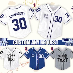 Personalisierte Farbe Kinder Erwachsene Baseball Jersey, Benutzerdefinierte 30 Rodriguez Baseball Jersey Film Baseball-Shirt Spieltag Outfit für Baseball-Liebhaber
