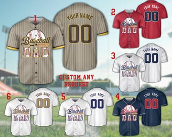 Maglia da baseball per papà con nome e numero personalizzati, maglia sportiva per papà con colori personalizzati, maglietta da baseball per la festa del papà, vestito per il giorno della partita per papà, papà