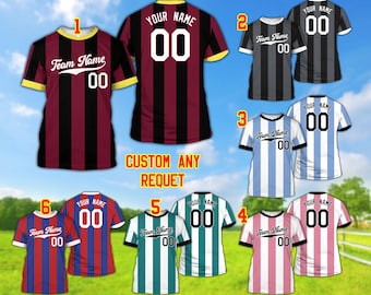 Camiseta de árbitro personalizada con nombre y número, camiseta de rayas personalizada con estampado completo, camiseta de árbitro de fútbol, atuendo para el día del juego, regalo gratis