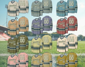 Personalized Name Number Ice Hockey Jersey, Custom Color Vintage Hockey Shirt, Hockey Jersey Uniform, Sports Game Day Outfit For Hockey Fan