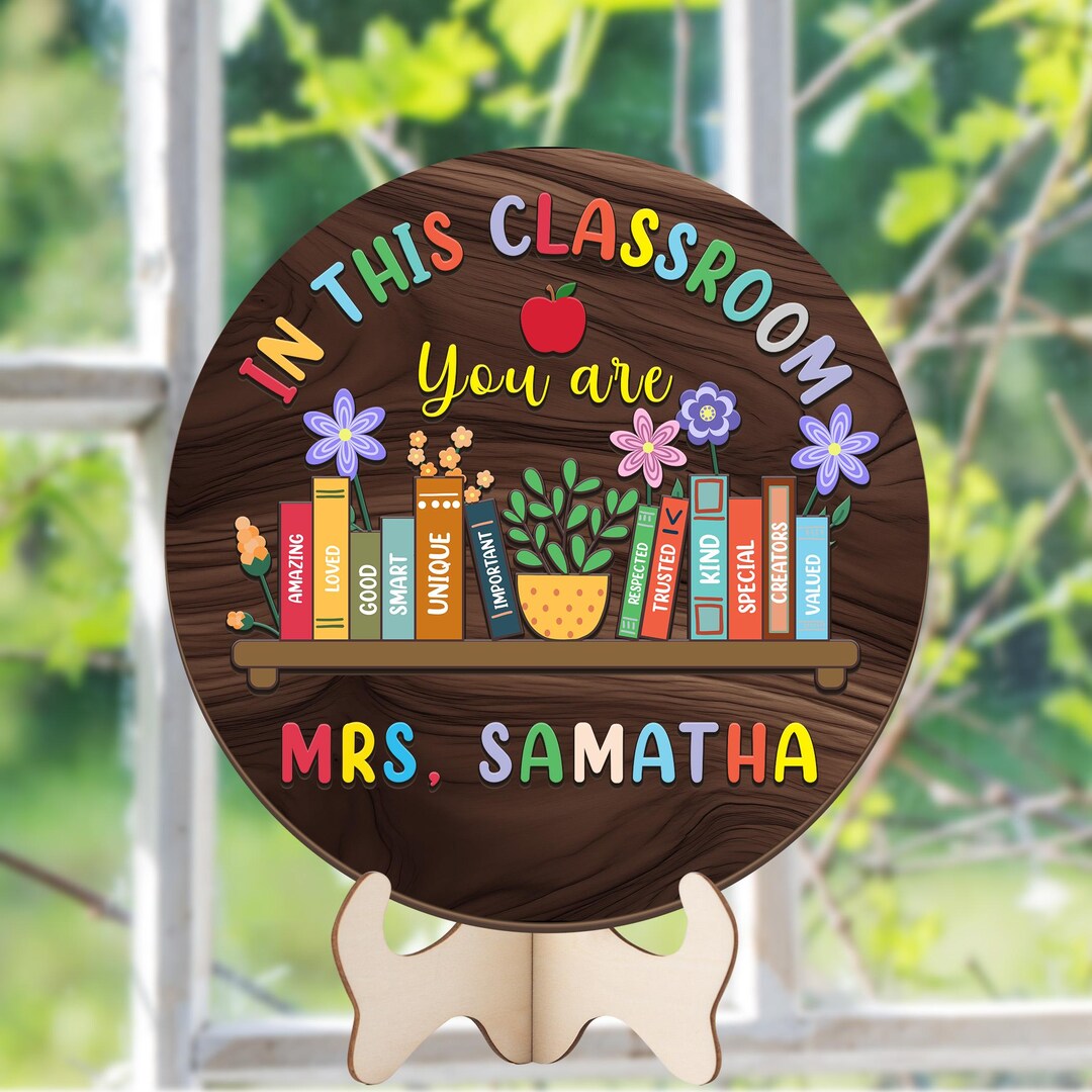 Personalized Name Teacher Classroom Door Hanger, Teacher Name Sign ...