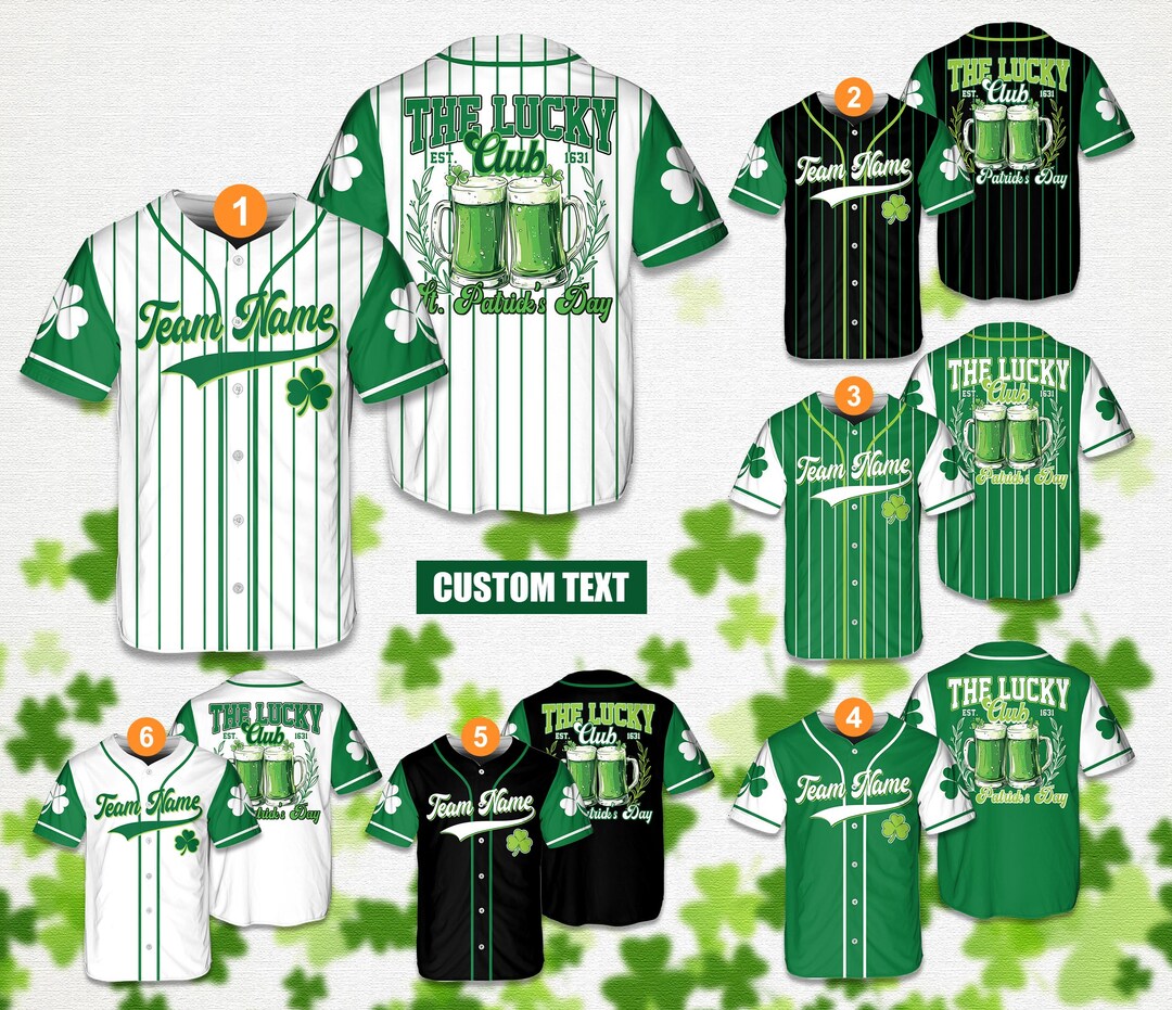 Personalized Name St Patrick's Day Baseball Jersey, Custom Color Lucky ...