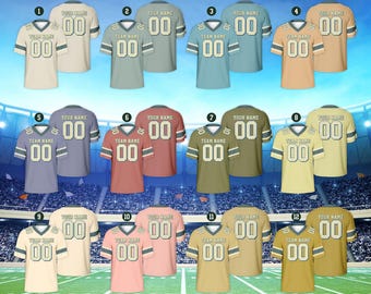 Camiseta de fútbol vintage con nombre personalizado, camiseta de equipo universitario de fútbol con color personalizado, atuendo para el día del partido para fanáticos del fútbol americano.