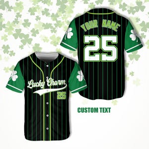 Personalisierter Name St Patrick's Day Baseball Jersey, benutzerdefinierte Farbe Glücksbringer Jersey, Shamrock-Shirt, St Pattys Day Shirt für Baseballfans