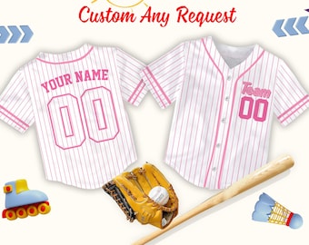 Custom Pink Color Baseball Jersey, Personalized Baseball Shirt Baseball Game Day Family Matching Jersey For US Baseball Fans Baseball Lovers