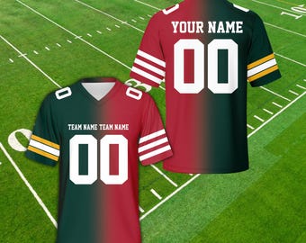 Personalized Two Football Team Jersey, Custom Split Gradient Football Jersey, Game Day Outfit For Kids & Adult Football Fans Football Lovers