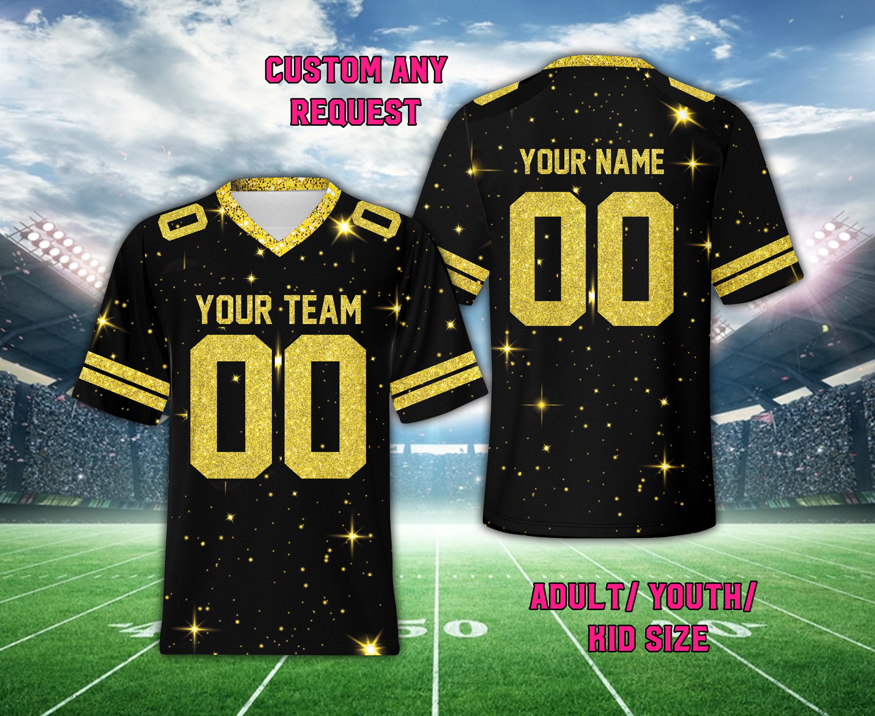 Custom Faux Glitter Football Jersey, Personalized Color Football Team Jersey,  Sports Football Game Day Outfit for Kids & Adult Football Fans - Etsy