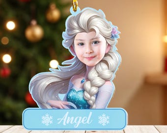 Personalized Cartoon Princess Ornament Custom Photo & Name Christmas Ornament Princess Birthday Girl Gift For Girl Trip Christmas Tree Decor