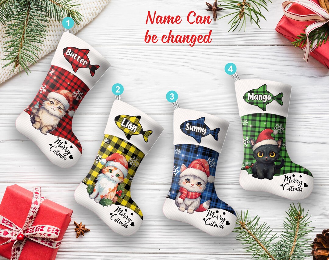 Personalized Name Cat Breed Stockings, Custom Cat Christmas Family ...