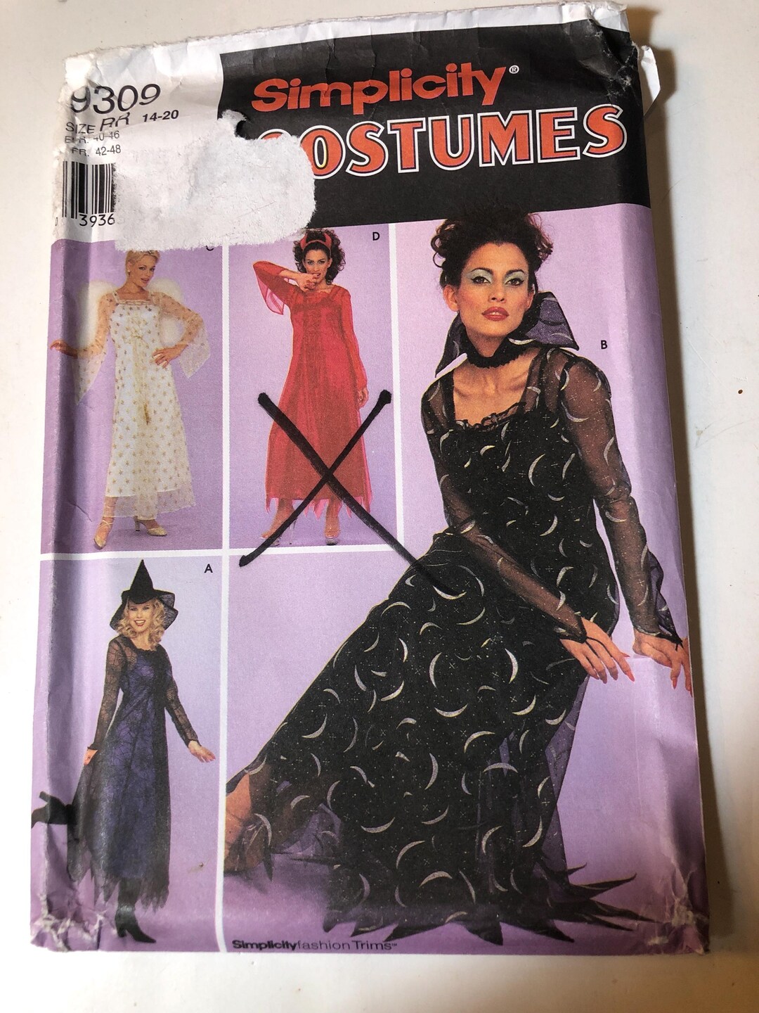 Simplicity 9309 Uncut Costume Pattern. Vampire, Angel, Devil, Witch ...