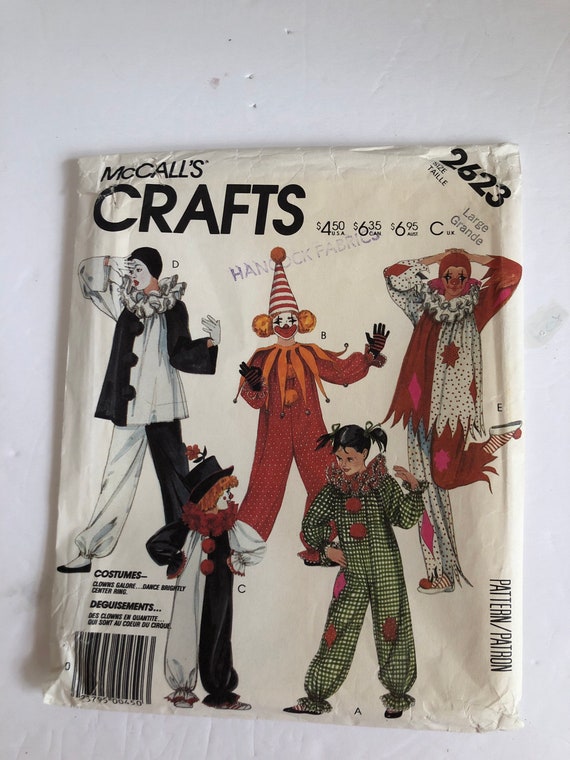 Mccalls 2623 Uncut Clown Costume Pattern. Size Adult Large Etsy