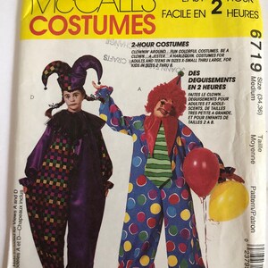 McCall’s 6719/6142/3306/8869 Uncut Costume Pattern. Size Adult Medium or Large or Child Size 2-4 (#348) Clown, Jester.