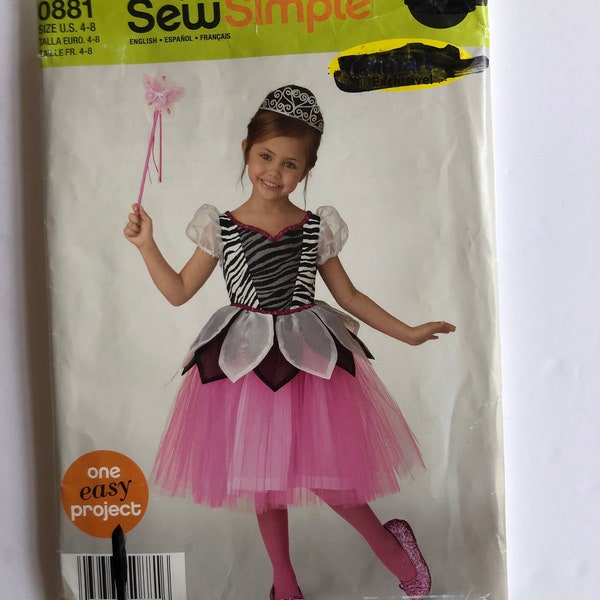 Simplicity0699/0881 Sew Simple Uncut Fairy Princess Costume Sizes 4,5,6,7, and 8