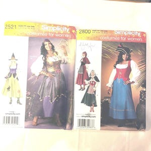 Simplicity Uncut Costume Pattern 2521 OR 2800.The Khaliah Ali Collection.Womens Sizes18W-24W.Witch & Gypsy OR Pirate, Mrs Santa,Riding Hood