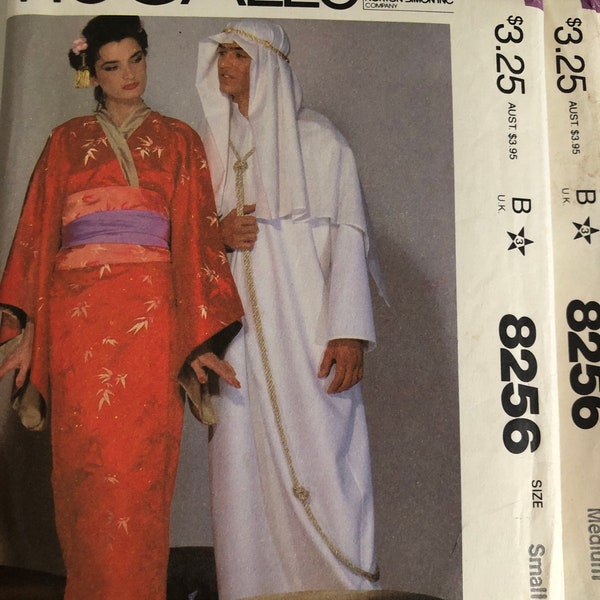 McCall’s 8256 Uncut Costume Pattern. Kimono/Geisha and Arabian Sheik. Size Small or Medium.