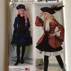 Simplicity 8285 Uncut Misses Costume Pattern. Sizes 6-14. Victorian and Pirate Costume.