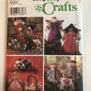 May include: Simplicity Crafts pattern featuring various handmade angel and doll designs. The cover includes images of finished crafts, with the number 9641 and the text "ONE SIZE" visible.