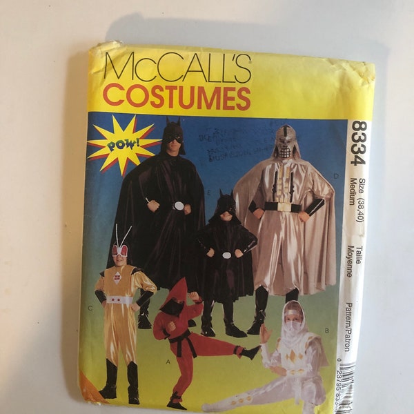 McCall’s 8334 Uncut Adult Costume pattern. Size Medium(38-40). Darth Vader, Batman and Other Super Heroes