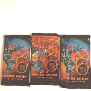 Vintage Outburst Firepower DC Premier Edition Trading Cards. Lot of 3 Packs.