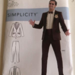 May include: A Simplicity sewing pattern for a costume, featuring a tuxedo jacket, pants, and shirt. The pattern number is S9170.