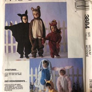 McCall’s 3884 Uncut Costume Pattern. Children’s Size Medium (5-6). Dog,Cat,Bear,Bat,Bunny,Devil