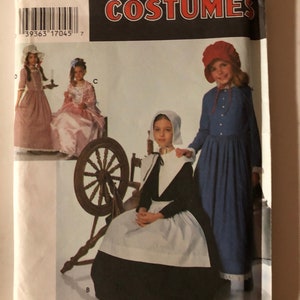 Simplicity 9708 Uncut Girls Costume Pattern. Girls Sizes S, M, L. Puritan, Centennial, 18th and 19th Century Costumes