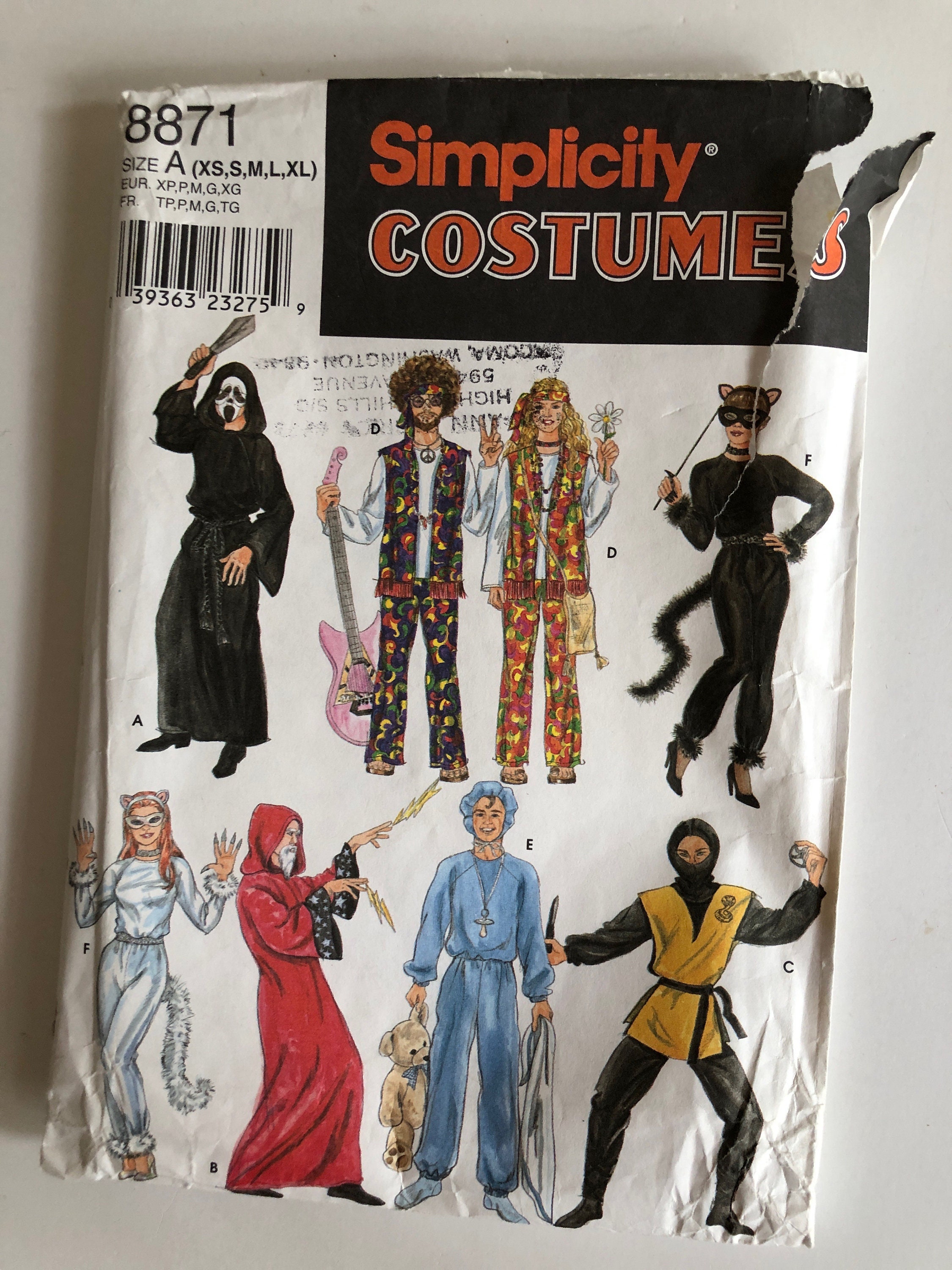 福袋 大丸 Pattern. Costume 8871 Simplicity Sizes Ghoul,hippies XS-XL. 裁縫材料