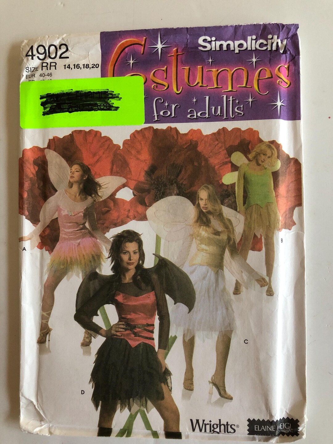 Simplicity 4902 Fairy Costume Pattern, Misses Sizes 14-20, Uncut - Etsy