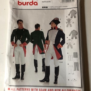 Burda 2471 Costume Pattern. Sizes 36-48. 1800’s Napoleon Costume.