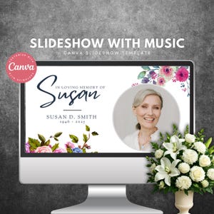 Sjabloon diavoorstelling Celebration of Life: video begrafenis begrafenis (digitale download Canva)