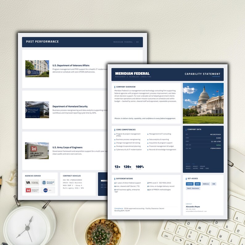 Capability Statement Template Canva | Government & Federal Capability Statement | Small Business Contractor Company Profile Editable

federal capability
government capability
federal government
capability statement
company profile
capability canva
capability design
consultant template
contractor template
rfp proposal
capability template
capability doc
professional profile
