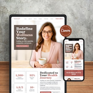 Health Coach Website Template, Wellness Website Template Canva, Holistic Website Template for Health Coach, Nutritionists, Holistic Coaches