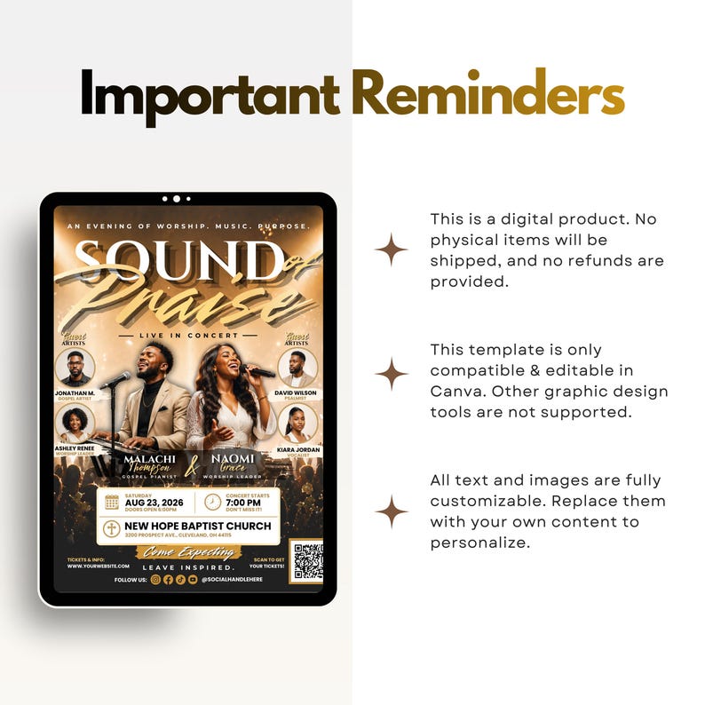 Church Music Concert Flyer, Sunday Service Flyer Invitation, Gospel Concert Flyer Canva, Prayer Conference Prayer Meeting Flyer Template

Church Music Flyer
Church Concert Flyer
Church Music Concert
Sunday Service Flyer
church service flyer
Sunday Church Flyer
Gospel Concert Flyer 
Prayer Conference
Prayer Meeting Flyer
Prayer Service Flyer
SundayWorshipService
Sunday Worship Flyer
Praise Worship Flyer