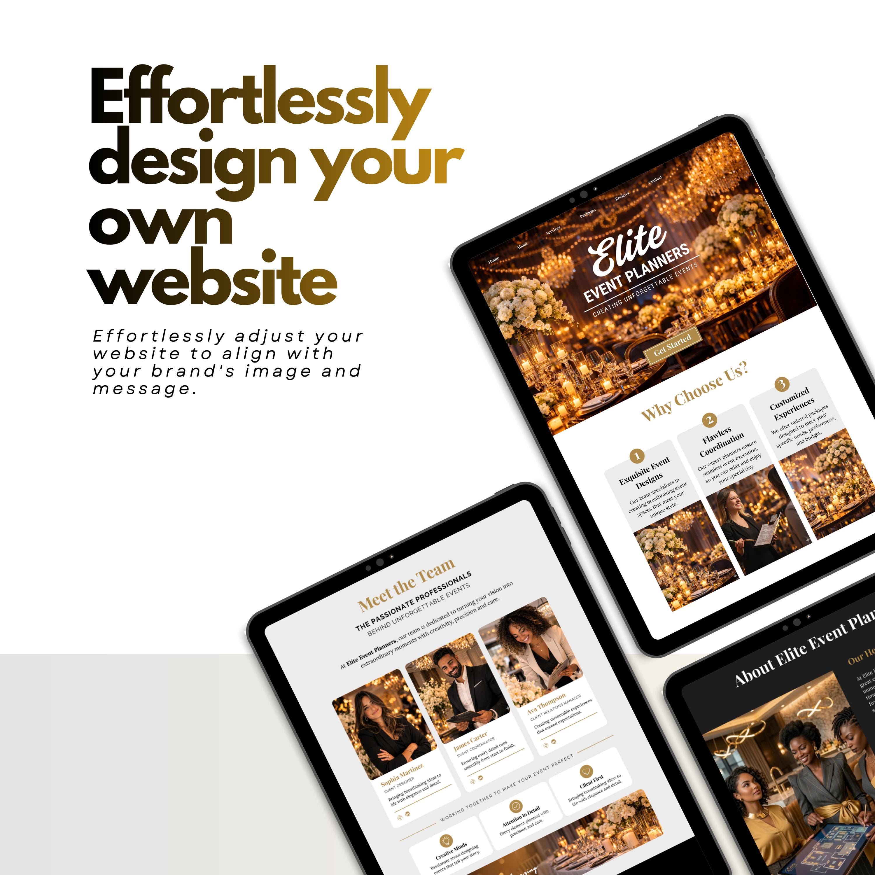 Party Planner Website Template, Event Planner Website Canva, Wedding ...