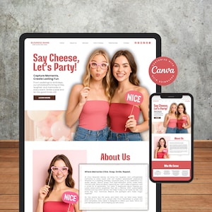 Photo Booth Website Template: Canva Landing Page for Rental Business (Digital Download)