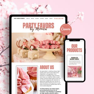 Plantilla de sitio web de regalos para fiestas, plantilla de sitio web de regalos para fiestas, página de destino de regalos para bodas, cumpleaños infantiles y adultos, sitio web de Canva