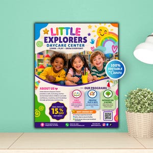 Child Care Service Flyer, Kids Daycare Center Flyer, Preschool Kindergarten Flyer, Babysitting Services Flyer, Admission Flyer Template