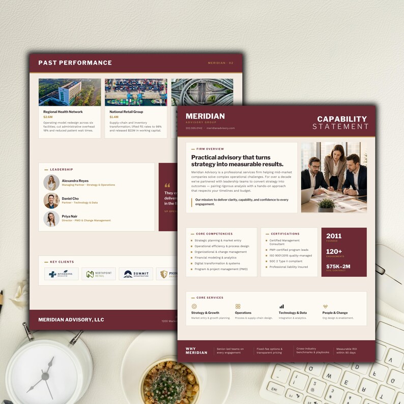 Burgundy & Brass Business Capability Statement Canva Template | Modern Company Profile | Consulting Firm Bid Proposal | Editable Marketing One Pager PDF

capability statement
company profile
capability canva
capability design
consultant template
contractor template
Federal government
rfp proposal
capability template
GovernmentCapability
capability doc
Federal capability
professional profile