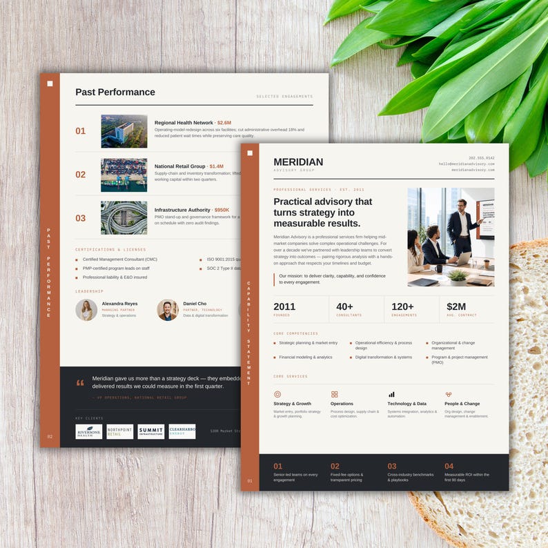 Charcoal & Clay Capability Statement Template Canva | Small Business Company Profile | Professional Services Marketing | Editable One Page & 2 Page PDF

capability statement
company profile
capability canva
capability design
consultant template
contractor template
Federal government
rfp proposal
capability template
GovernmentCapability
capability doc
Federal capability
professional profile
