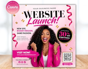 Website Launch Announcement Flyer Template, Editable New Website Launch Flyer Canva, We've Launched Flyer, Website Now Live Flyer Template