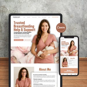 Canva Website Template for Lactation Consultant, Doula, and Postpartum Nurse